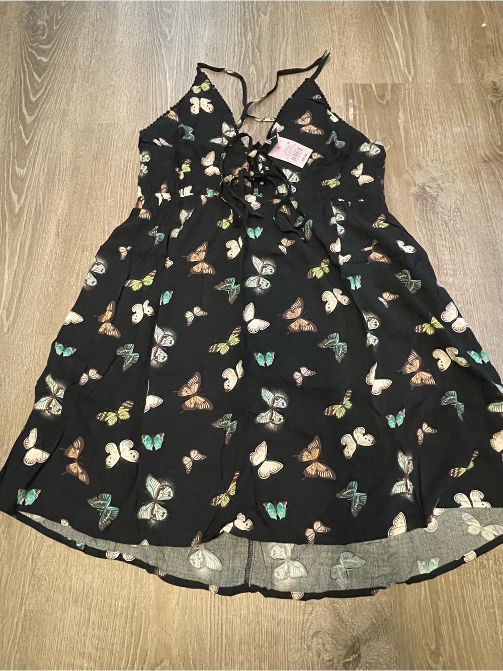 Wild Fable butterfly print halter top with lace up detail: size XL